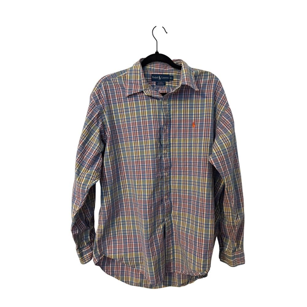 Polo Ralph Lauren Blake Mens Large Plaid Button Down Shirt Multicolor Cotton L